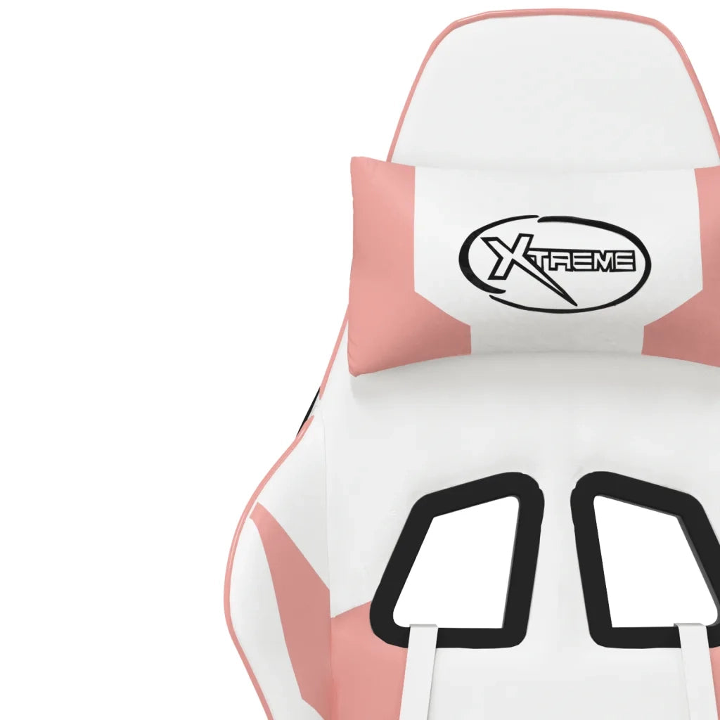 Sedia da Gaming Massaggiante Bianco e Rosa in Similpelle 345454