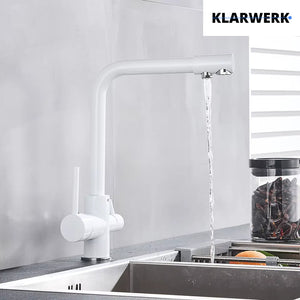 FELIX| Rubinetto per acqua potabile premium a 3 vie bianco opaco | miscelatore da cucina ad osmosi in acciaio inossidabile|Filtro 3 connessioni gastro