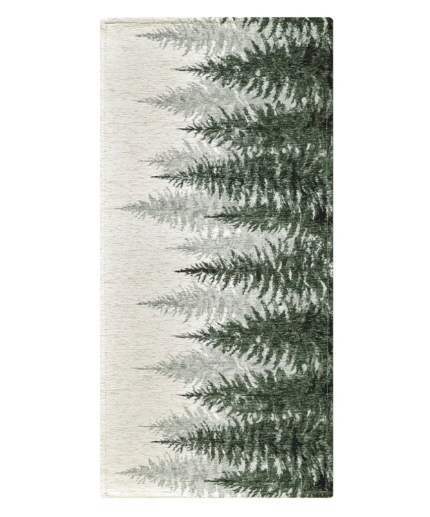 Tappeto moderno ABETI VERDE disegno foresta aghifoglie di montagna, passatoia cucina multiuso lavabile in lavatrice e anti-scivolo cm.55x190