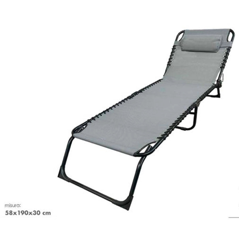 Trade Shop - Lettino Prendisole Sdraio Senza Parasole In Textilene Grigio Reclinabile Giardino 483008 -