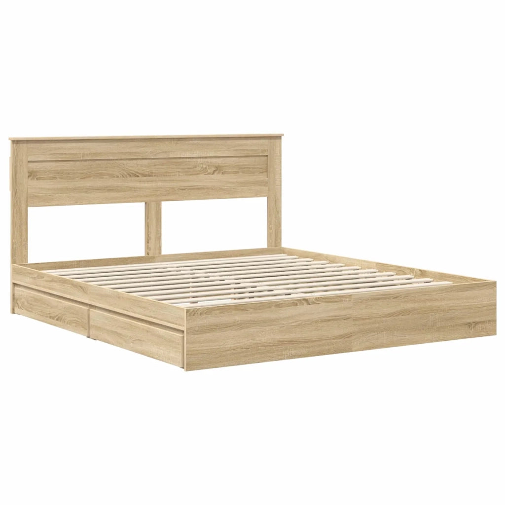 Letto con Contenitore con testiera Rovere Sonoma 180 x 200 cm 3409894