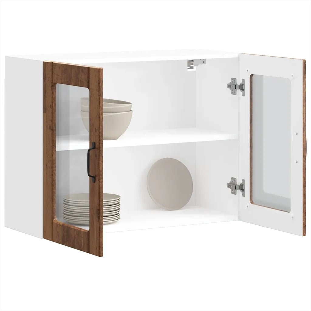 Pensile da Cucina con Porta in Vetro Lucca Legno Vecchio 853855