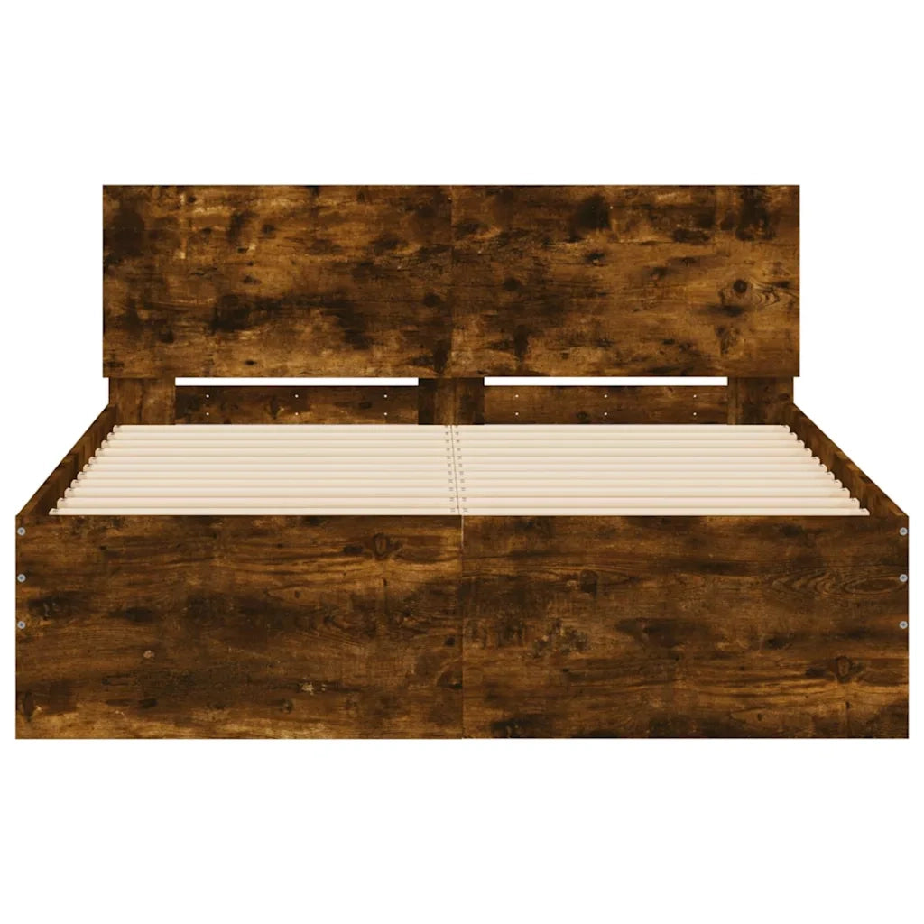 Giroletto con Testiera-Struttura Letto con testiera Rovere Fumo 120x190 cm