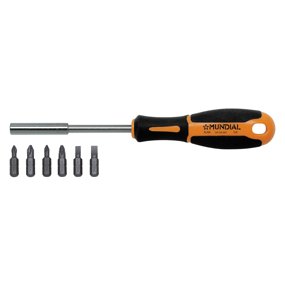 CACCIAVITE PORTAINSERTI CON 6 INSERTI MAGNETICI attacco 1/4'  - MUNDIAL