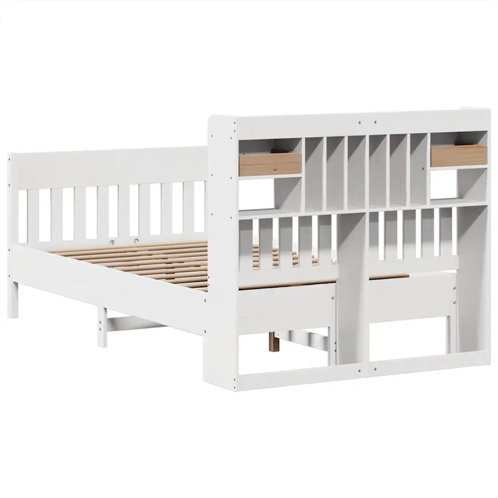 Letto senza Materasso Bianco 135x190 cm Legno Massello di Pino 3323276