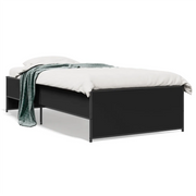 Giroletto Nero 100x200 cm in Legno Multistrato e Metallo 845236