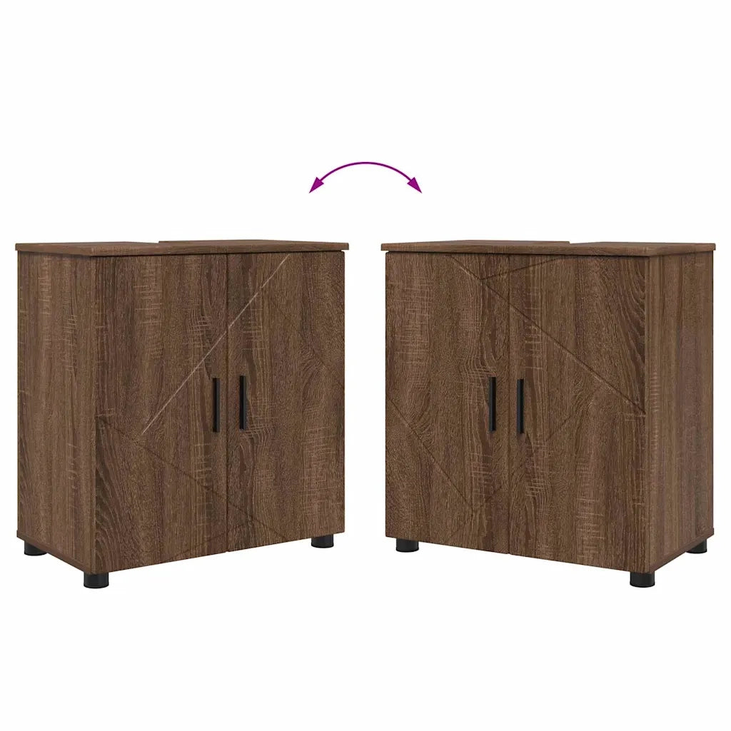 Set di mobili per il bagno con porta 2 pcs Rovere Marrone 3392940