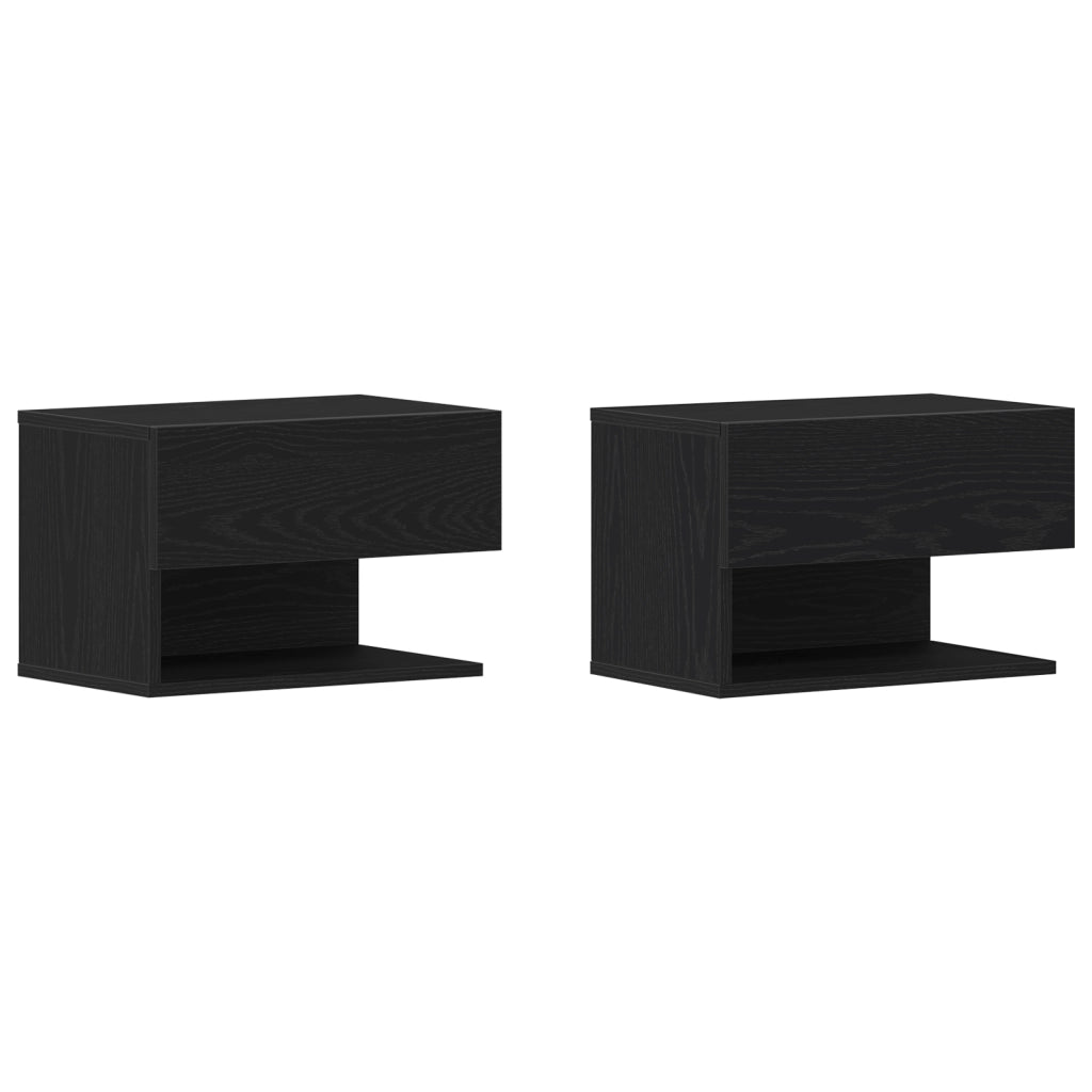 Armadi da comodino a muro  (Set di 2) - Legno ingegnerizzato rovere nero