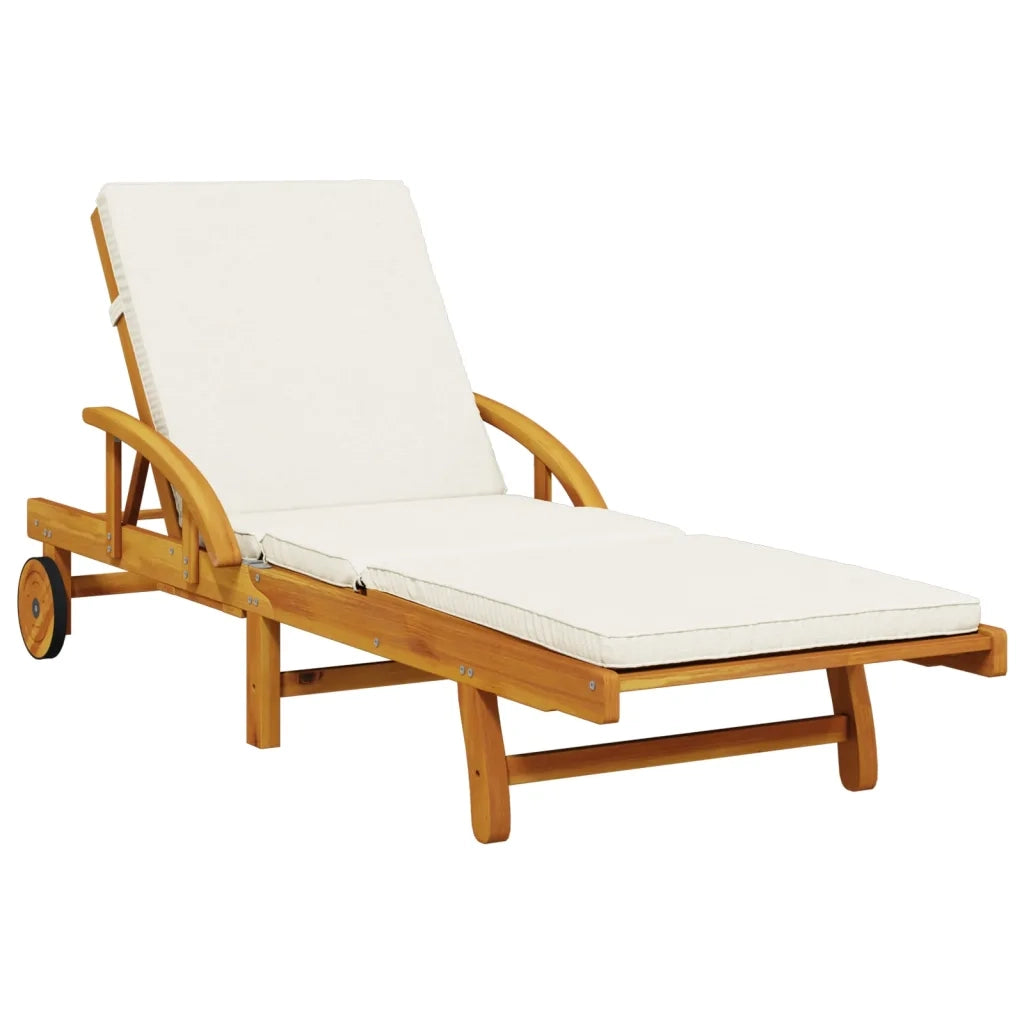 Lettino Prendisole con Cuscino e Tavolino Legno Massello Acacia 3206362