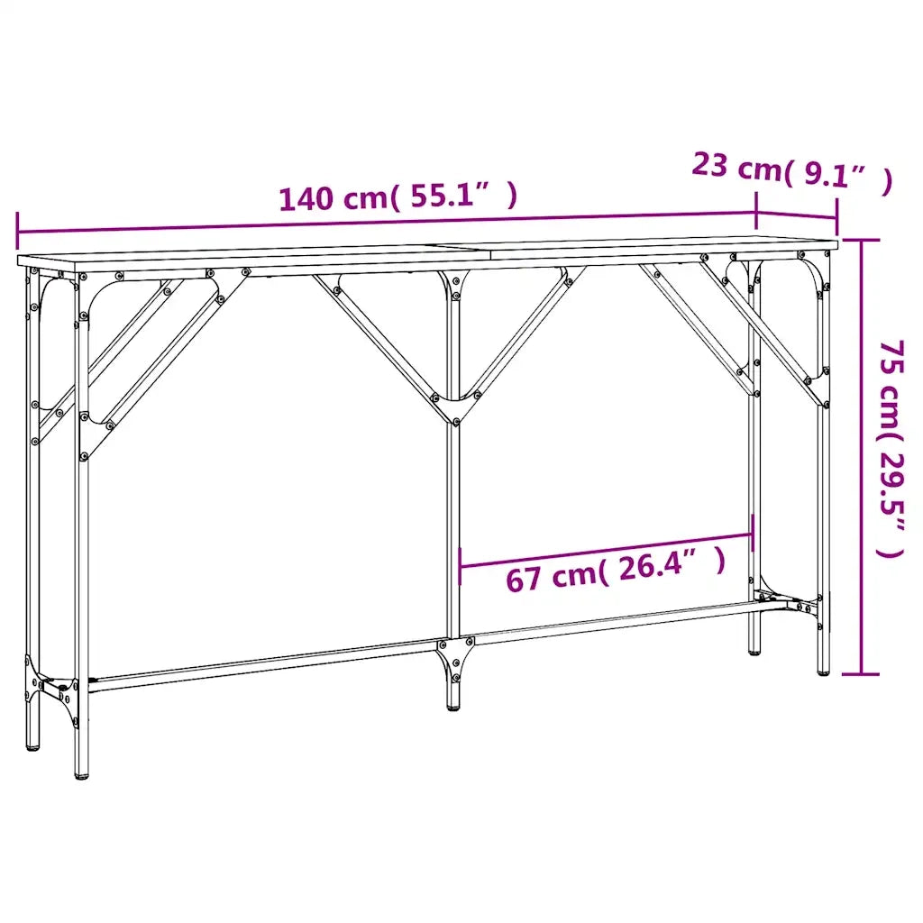 Tavolino Consolle Nero 140x23x75 cm in Legno Multistrato 837772