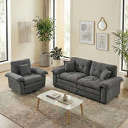 Set di divani in velluto 2 pezzi - Xylo - Divano singolo + causeuse imbottitura doppia cuscini decorativi