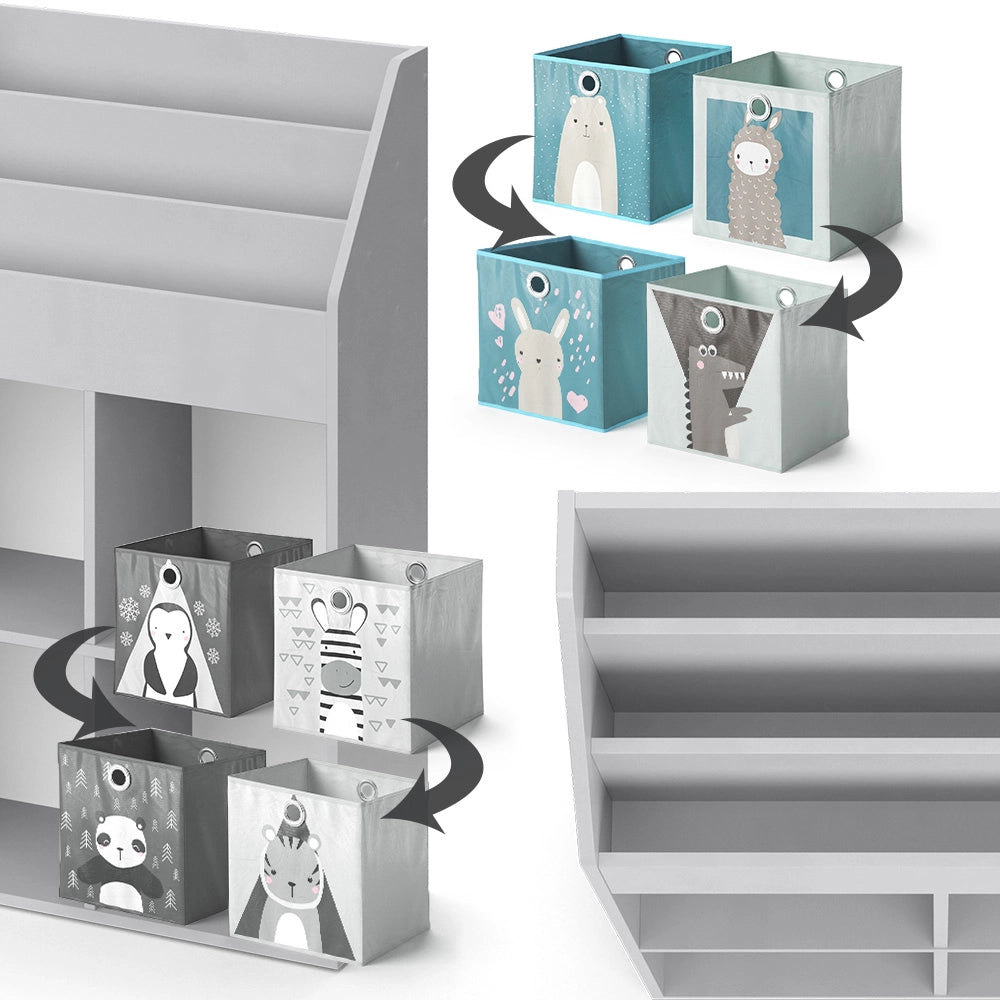 Vicco Libreria bambini Grigio 72 x 114.2 cm con 4 scatole pieghevoli