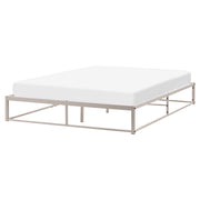 Letto matrimoniale con struttura in metallo, a doghe doppie integrate, senza testiera 160 x 200 cm beige chiaro stile moderno industriale