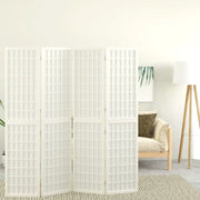 Divisorio Ambienti | Divider per stanze | Paravento Pieghevole 4 Pannelli Stile Giapponese 160x170 Bianco
