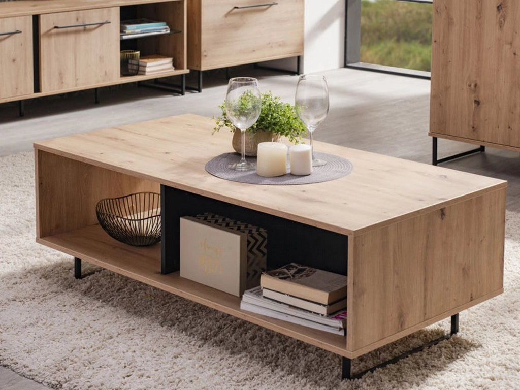 Corsano, Tavolino da Salotto con Piedini, 120.5x60.5x42.5h cm Marrone Rovere Nodi