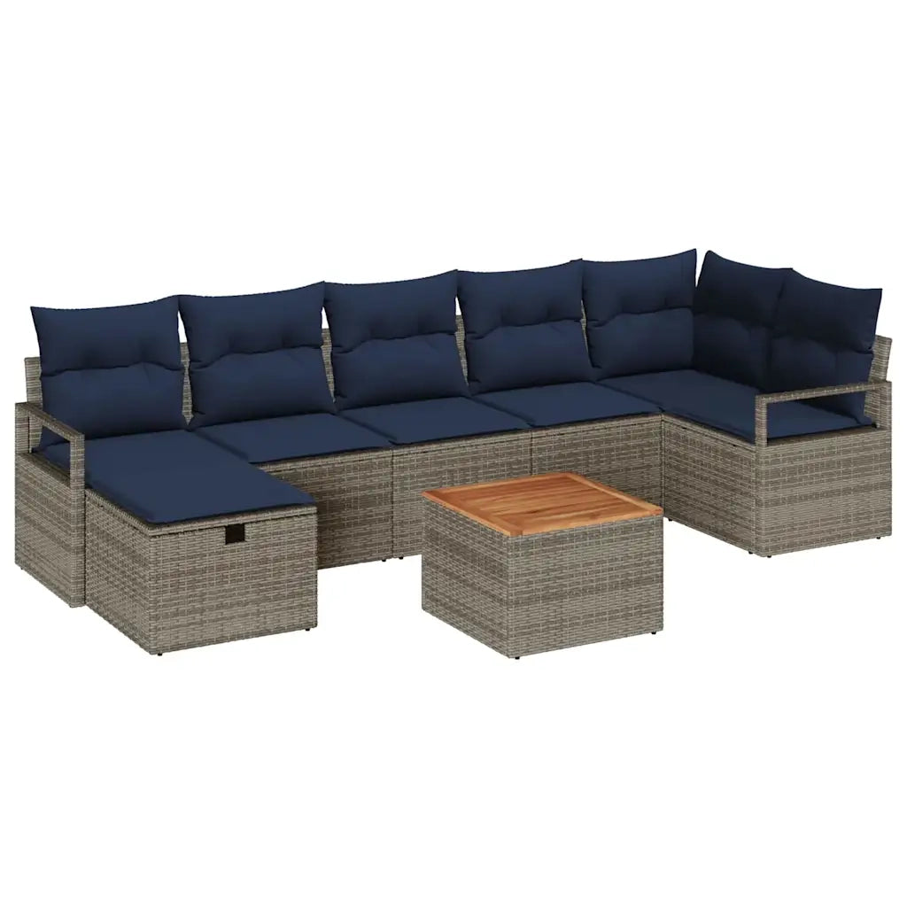 Set Divano da Giardino con cuscino 8 pcs Grigio polyrattan 3359549