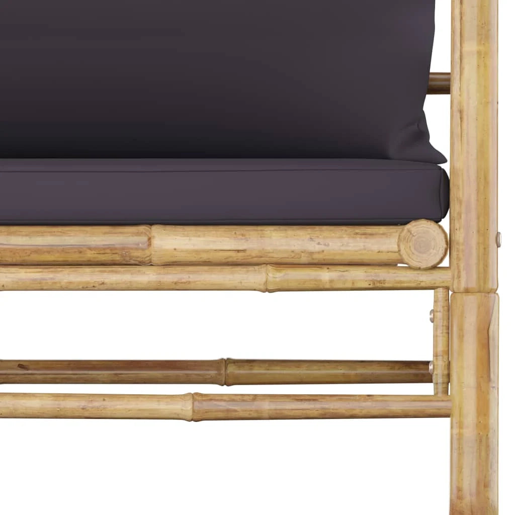 Set di mobili da giardino per esterni 5 pezzi con cuscini in bambù grigio scuro 02_0016389