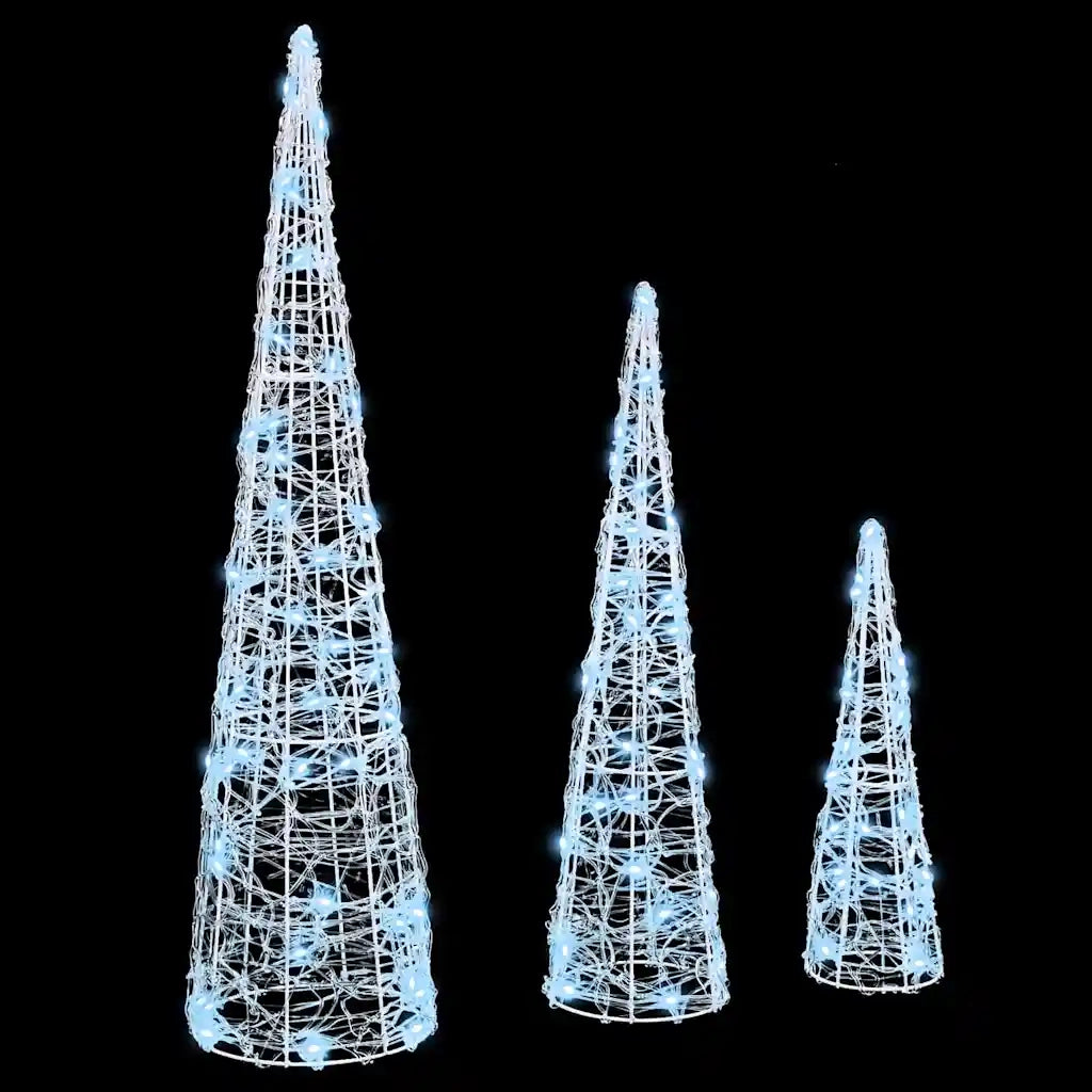 Albero di Natale 3 pcs Bianco freddo 20 x 20 x 80 cm Acrilico 42019016