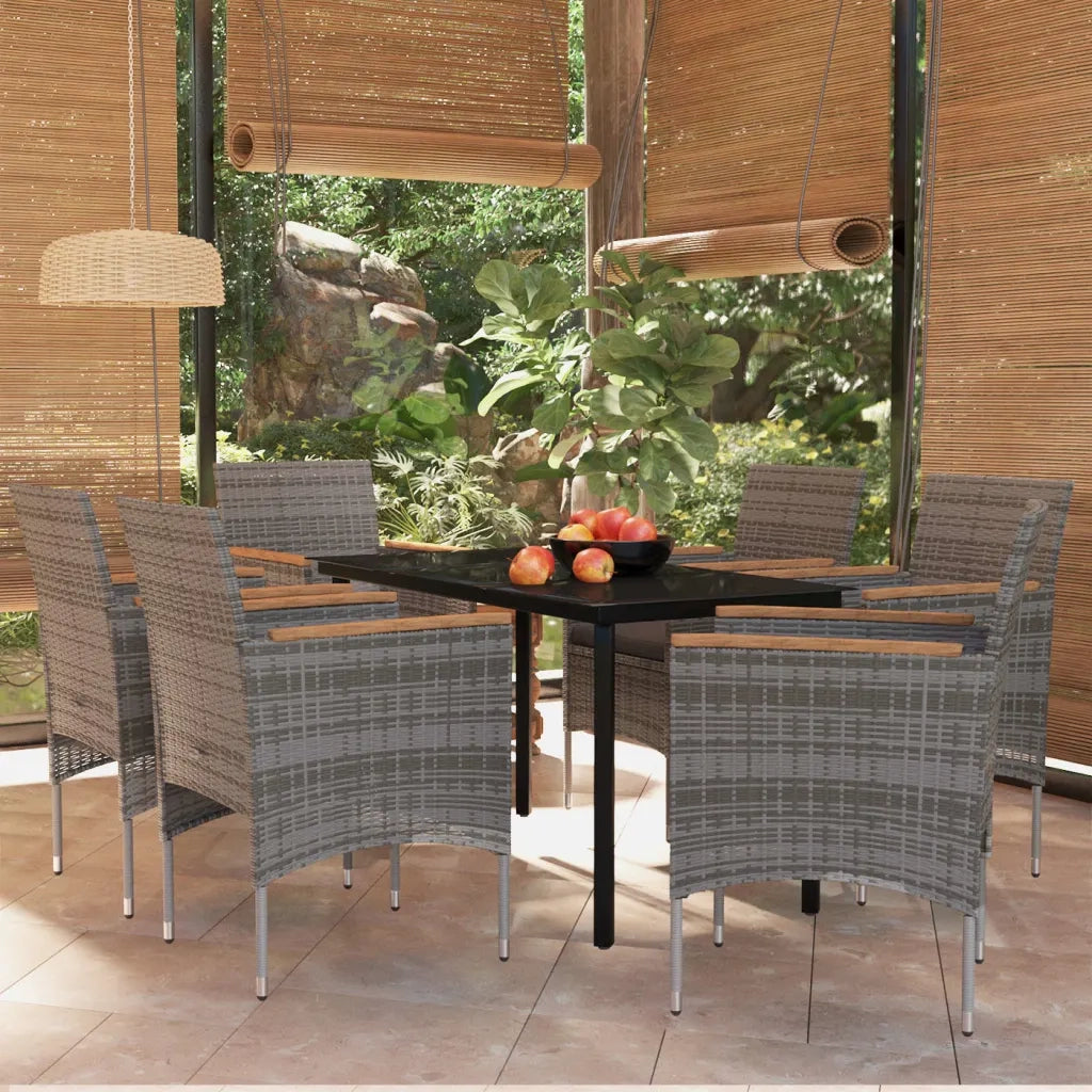 Set da Pranzo da Giardino 7 pz con Cuscini Grigio e Nero 3099338