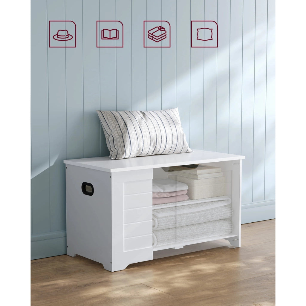 Panca Contenitore Oslo in Legno Bianco con Maniglie