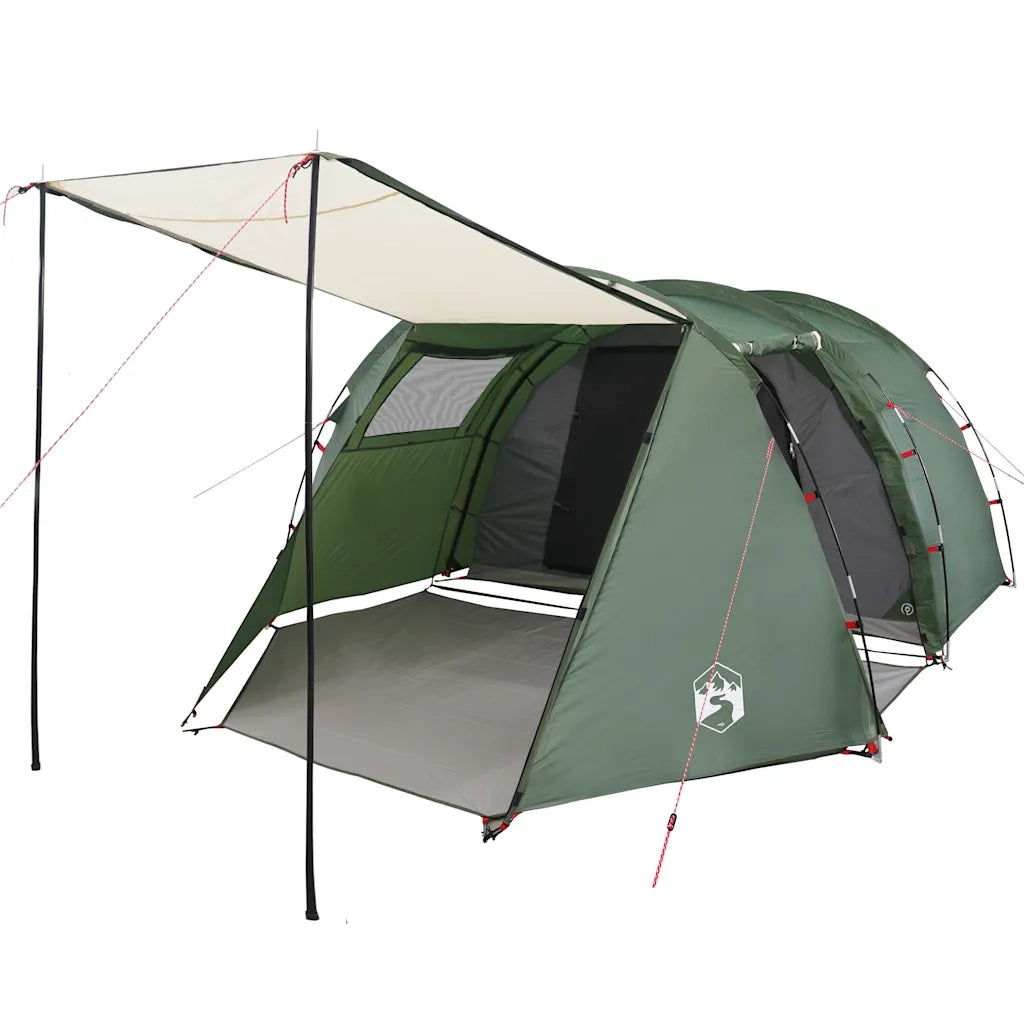 Tenda da Campeggio a Tunnel per 4 Persone Verde Impermeabile 94397