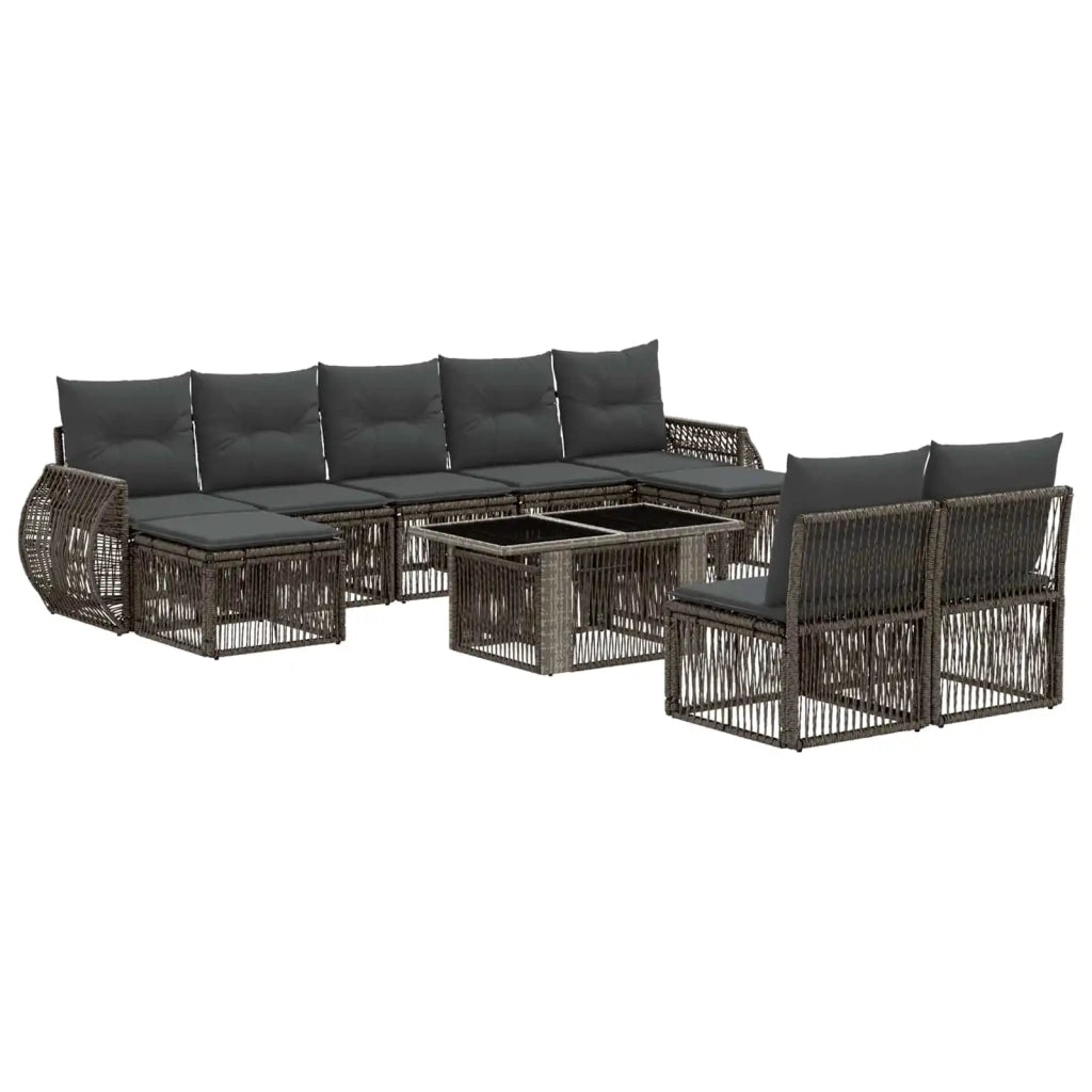 Set Divano da Giardino 10 pz Grigio e Grigio Scuro polyrattan 3436997