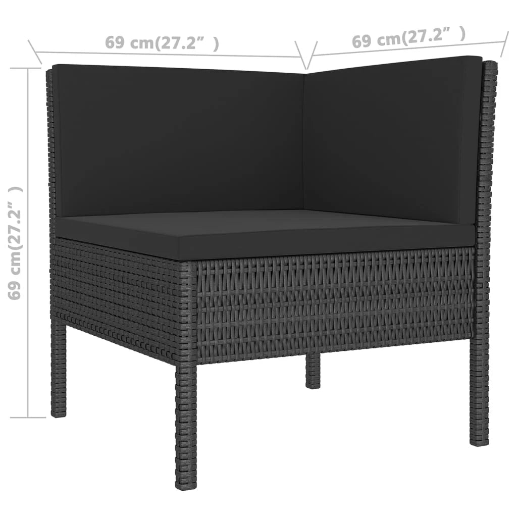 Mobili da giardino mobili da esterno Set di mobili da 9 pezzi con cuscini in resina intrecciata nera 02_0018162