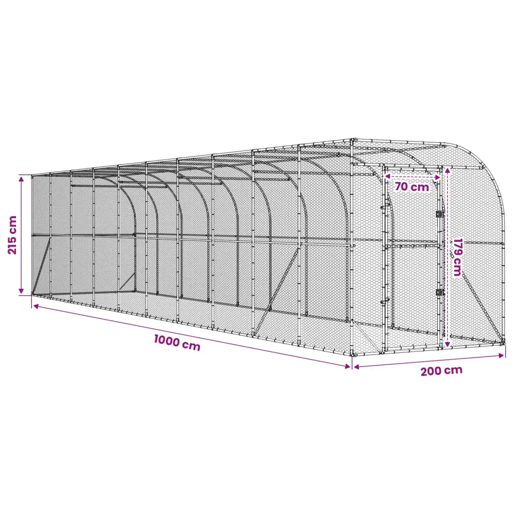 Gabbia per Polli Contro il Muro Argento 600 x 150 x 215 cm 3434734
