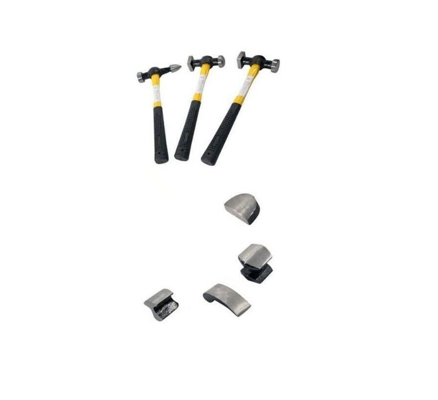 KIT ATTREZZI PER CARROZZIERE DA RIPARAZIONE COMPLETO DI 3 MARTELLI 4 TASSI