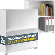 ® 2x Libreria 77x60x28cm Legno 2 Ripiani Regolabile Capacità 150 kg Libri Ufficio Soggiorno Scaffale da Pavimento