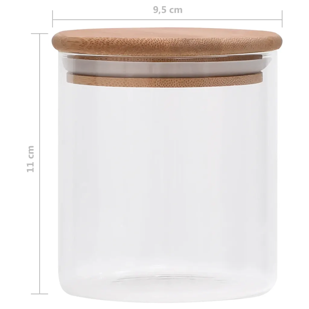 Barattoli di Vetro con Coperchio in BambÃ¹ 10 pz 600 ml