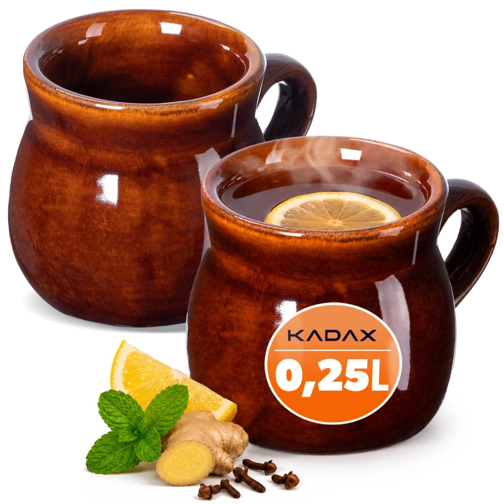 Set di 2 tazze da vin brulé KADAX da 250 ml con manico in gres.
