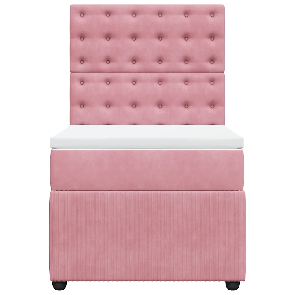 Giroletto a Molle con Materasso Rosa 90x190 cm in Velluto 3292231