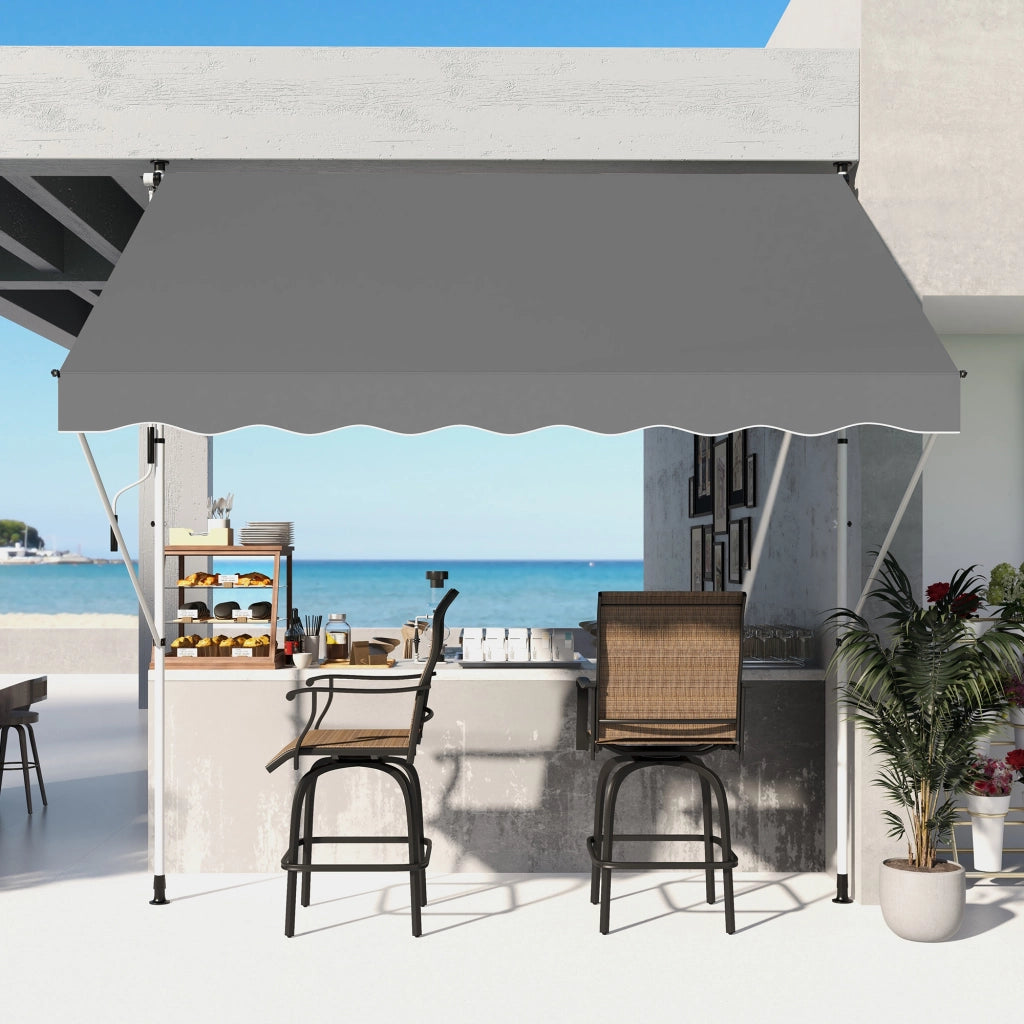 Tendone Manuale Retrattile per Terrazza ¨C zephmum ¨C Grigio 300x150x170-280 cm