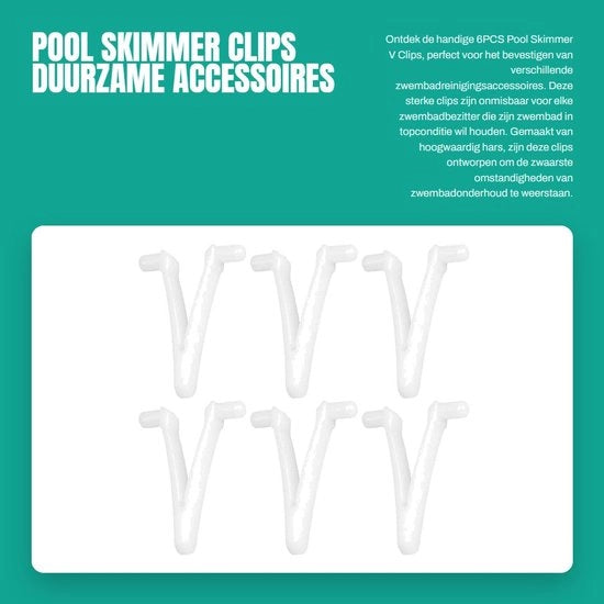 Clip farfalla - 6 pezzi - V Clips - Accessorio per skimmer - Pezzo di ricambio - Sostenibile - 5,3 x 4 cm - Clip per piscina