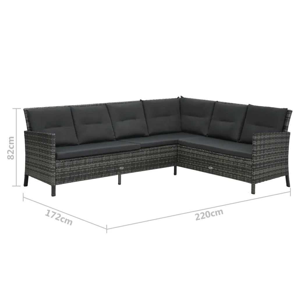 Set Divani da Giardino 3 pz con Cuscini in Polyrattan Grigio cod mxl 35153