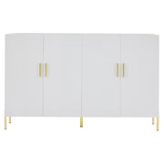 Armadio multiuso bianco opaco con dettagli oro, 4 ante, 160x35x100 cm