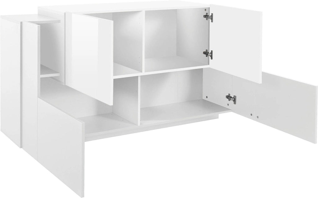 Credenza 4 Ante 160x45x86 cm Coro Bianco Lucido/Bianco