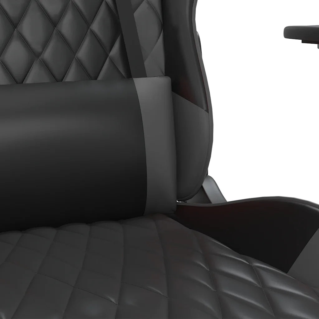 Sedia da Gaming Massaggio Poggiapiedi Nero e Grigio Similpelle cod mxl 60712