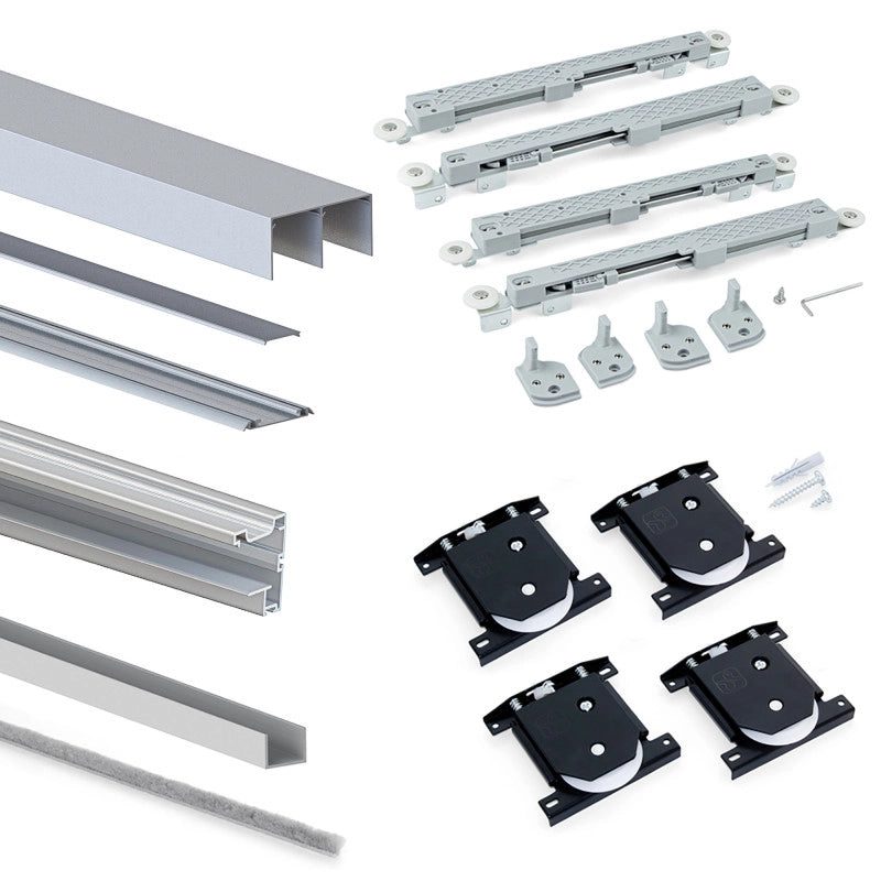 Kit di ferramenta per armadio a 2 ante e chiusura ammortizzata Placard 74, profilo Wave, spessore 16 mm, pannelli non ..
