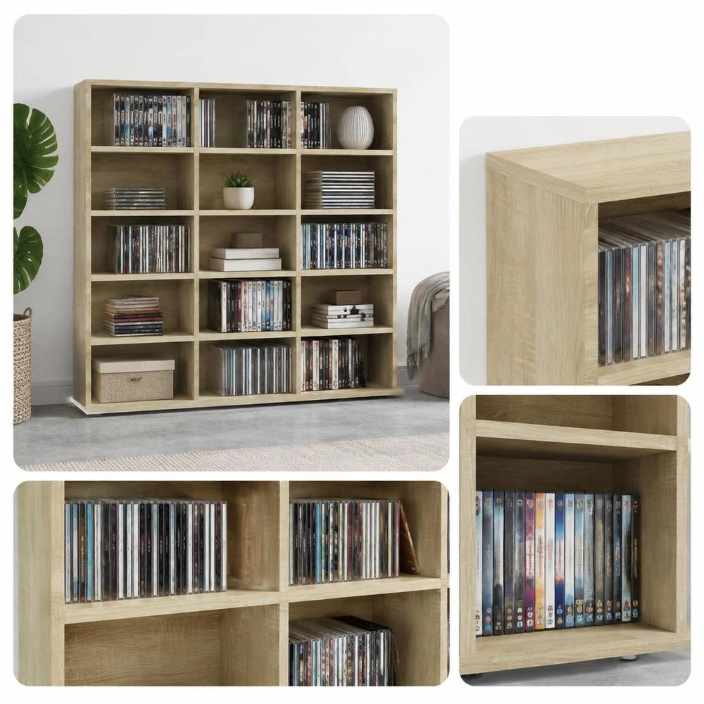 CD Rack Sonoma Oak 100x23x89.5 Cm Wood Composite