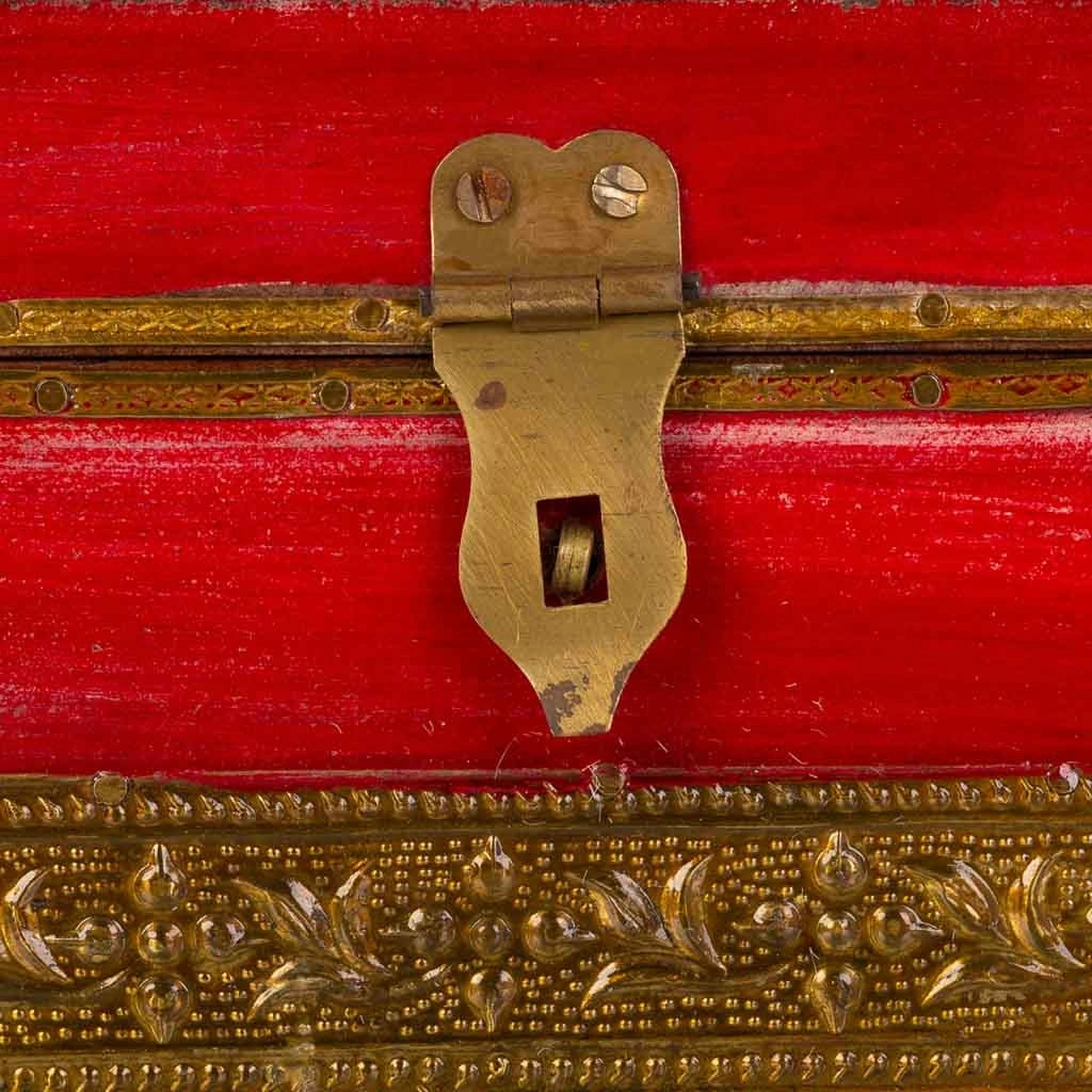 Portagioie in legno e metallo rosso 20x11x9h