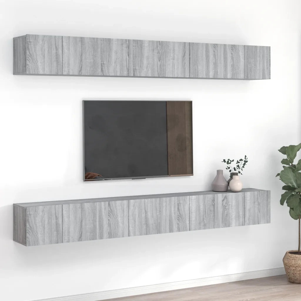 Mobili Porta TV 8pz-Set di 8 Credenza per TV Grigio Sonoma 60x30x30 cm Legno Multistrato