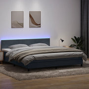 Letto a Molle con Materasso e LED Grigio Scuro 180x220 cm Velluto 3316750