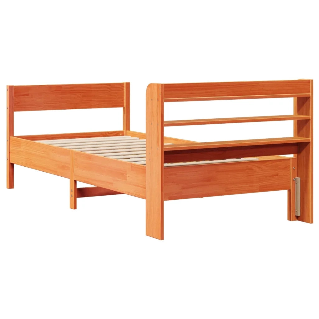 Letto singolo | Letto per adulti | Letto senza Materasso Marrone Cera 75x190 cm in Legno di Pino