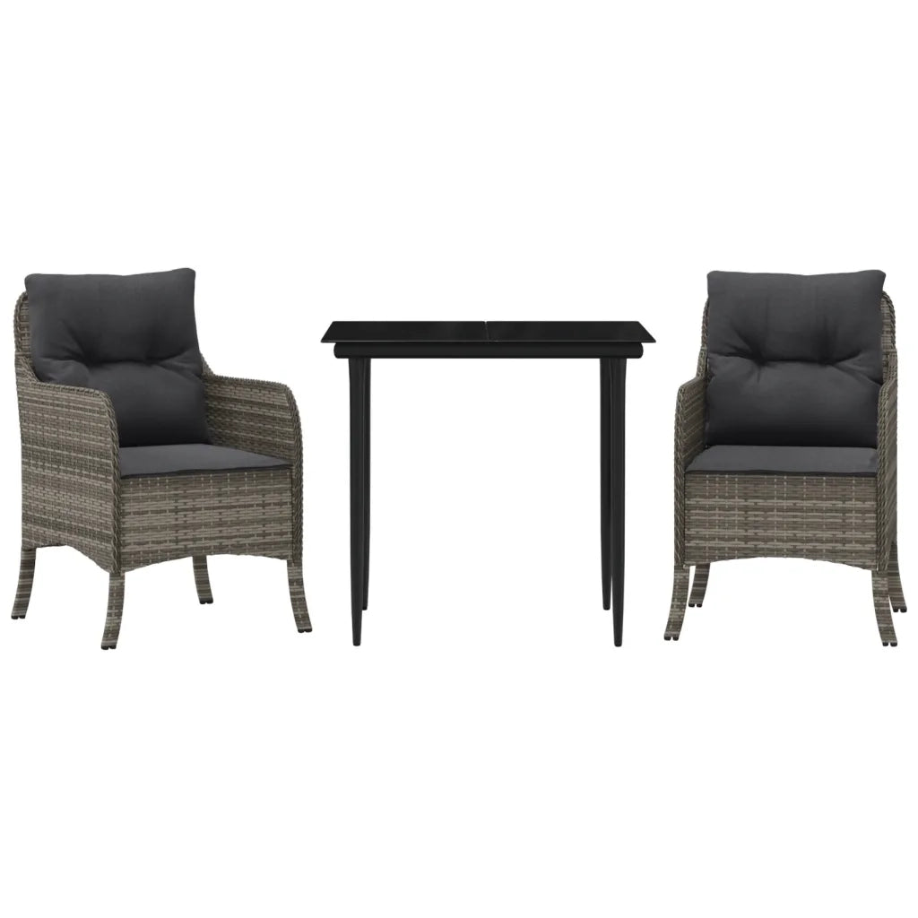 Set da Pranzo da Giardino 3 pz con Cuscini in Polyrattan Grigio 3211948