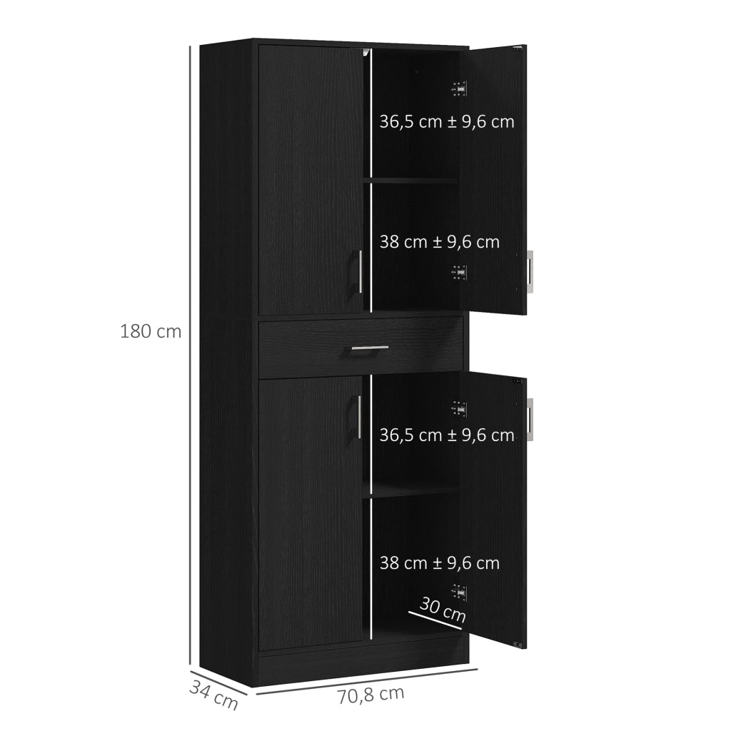 Armadio da cucina 4 ante 2 ripiani 1 cassetto centrale ¨C zephmum ¨C 180 cm nero