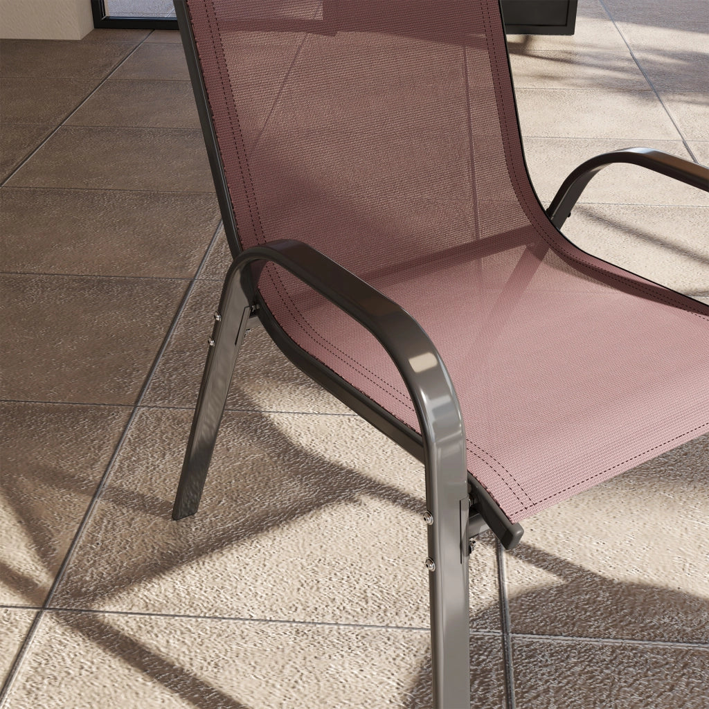 Sedie da Giardino Impilabili con Braccioli Curvi ¨C zephmum ¨C Tessuto Marrone 54x71x93 cm