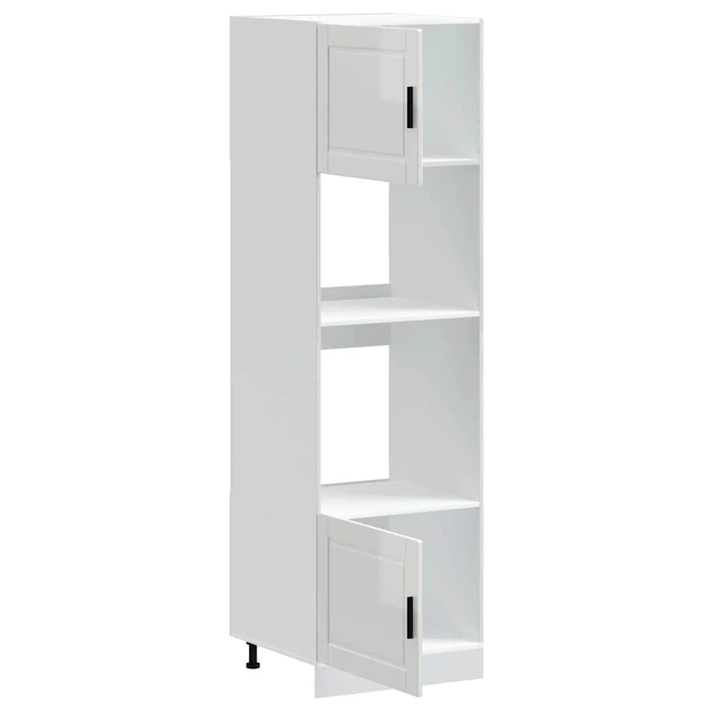 Set di 2 mobili forno di design salvaspazio 60 x 57 x 207 cm con piedini regolabili in legno ingegnerizzato bianco lucido 02_0055718