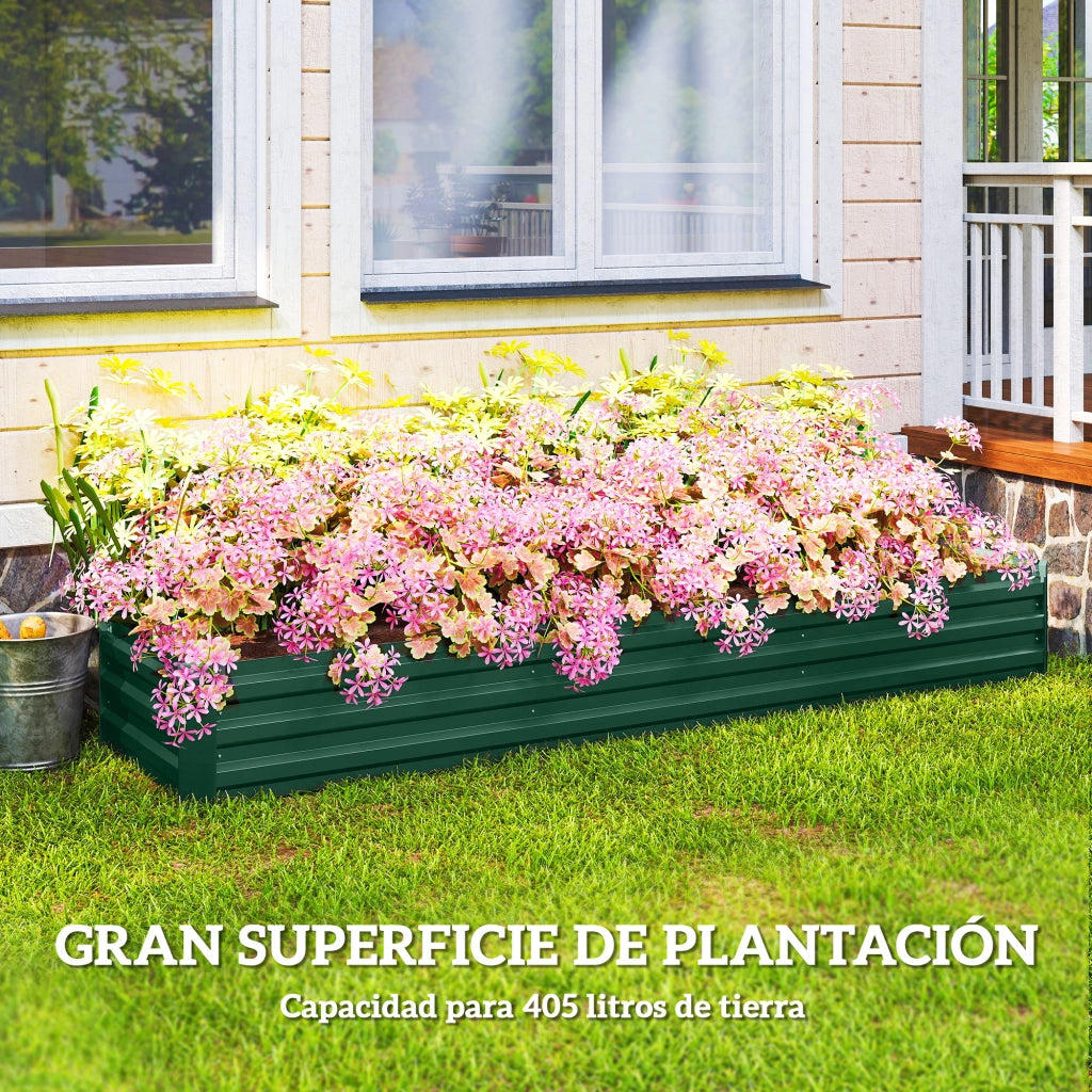 Fioriera Grande Rettangolare da Giardino ¨C zephmum ¨C 240x60x30 cm Verde Acero